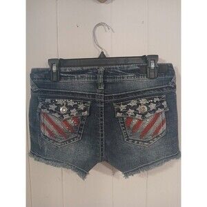 Wallflower Denim Shorts Size 5 Patriotic Stars/Stripes Memorial Day 4th of July